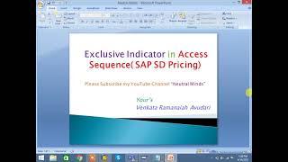 SAP SD Pricing: Exclusive Indicator in Access Sequence