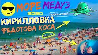 Кирилловка 2020 Медузы Азовское Море Цены! Дорога на Федотова Коса Пляж Купаемся Волны