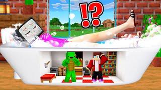 JJ Inside TV GIRL BATHROOM HOUSE! SHE CATCH MIKEY in VILLAGE! Mikey SAVE THEM in Minecraft - Maizen