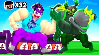 Equipping 32 HUGE Ninja Krakens to Beat the Mutant King -- Arm Wrestle SImulator!