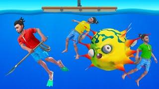 HUNTING The DEADLY PUFFER Fish! (Raft Multiplayer)