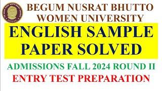 Entry Test Preparation | English Section | The Begum Nusrat Bhutto Women University Sukkur 2024