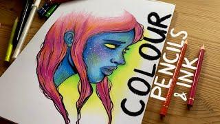 Claiming myself back as an artist! (No more Social Media pressure!) | Colour pencils & Ink drawing!