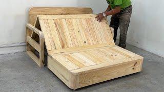 How To Build And Assemble A Chair Combination With Bed Have Large Storage Compartments - Woodworking