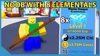 Noob With Full Team of Elemental Pets in Roblox Ninja Legends