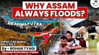 Why Assam Gets Flooded Every Year? | Indian Geography | Disaster Management | UPSC GS1 GS3 | StudyIQ