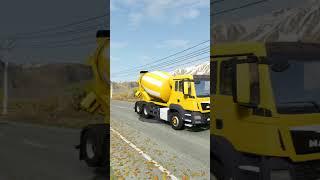 Mix Color Cement Truck vs Bollard Crash #shorts #beamngdrive #viral #trending