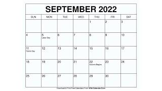 Printable September 2022 Calendar Templates with Holidays - Wiki Calendar