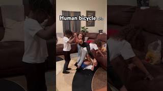 Cousins make a human bicycle  #family #cousins #kids #bicycle