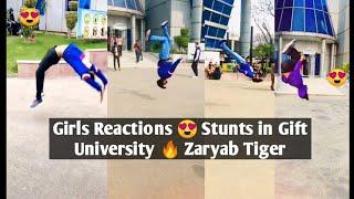 Girls Reactions_Best Stunts in Gift University  Zaryab Tiger_Must watch