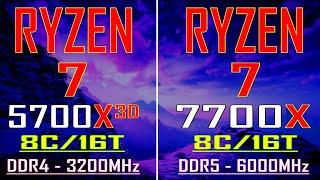 RYZEN 7 7700X (DDR5) vs RYZEN 7 5700X3D (DDR4) || PC GAMES BENCHMARK TEST ||