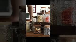 Embossed Glass jars with Lids