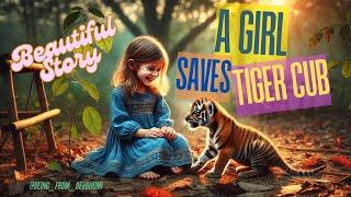 A little girl saves poor little tiger cub | Story for kids #viralvideo #trending #ai #cute #trend