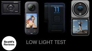 Low Light Test: Insta360 X3 vs GoPro Hero 11 vs Sony rx0ii vs DJI Action 2: You Choose?