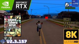 PCSX2 v2.3.157 GTA: San Andreas HD Textures | RTX 3090 | i9 12900F | 32 GB RAM | 8K