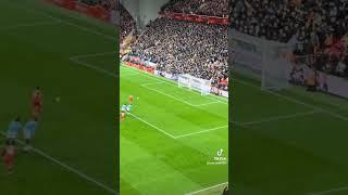 this is Liverpool player mo salah scoring against Man City at Anfield this year