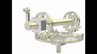 Mechanism for converting continuous rotation  into 90 deg. oscillation to both sides with dwells 3