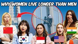Asian Girls Try Not to Laugh Why Women Live Longer Than Men TikTok Reaction with American Girl!!