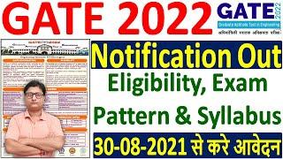 GATE 2022 Notification Out ¦¦ GATE 2022 Eligibility ¦¦ GATE 2022 Online Form ¦¦ GATE 2022 Syllabus
