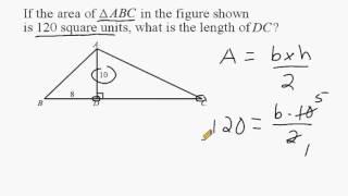 Using Given Triangle Area To Find Unknown Length Of A Line Segment