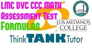 ThinkTankTutor: Formulas: LMC,DVC,CCC Math Assessment Test