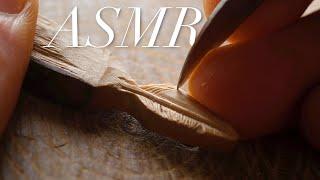 Carving a Small Feather Pendant - ASMR Edition