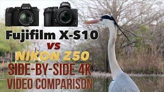 Fujifilm X-S10 vs Nikon Z50 4k Video Side by Side Comparison