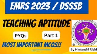 Teaching Aptitude l EMRS Teaching Aptitude Mcqs l teaching aptitude previous year questions l EMRS