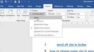 how to remove line numbering in ms word