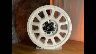 Sky White Powder Coated Black Rhino Havasu Rims Stop Motion