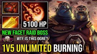 WTF 5100 HP RAID BOSS 1v5 Radiance Ignite Unlimited Burning AOE Slow Mid Ogre Magi Dota 2