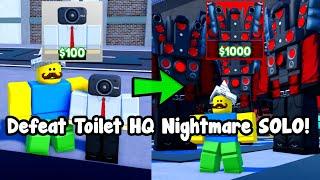 I Defeated Toilet HQ Nightmare Solo! Noob To Master - Toilet Tower Defense Roblox
