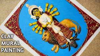 Clay Mural Painting//Maa Durga Clay Wall Hanging// How to make Clay Painting on Canvas