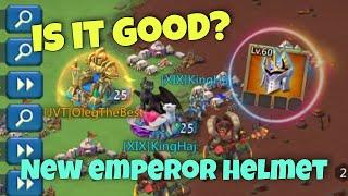 Lords Mobile - NEW EMPEROR HELMET. Lets test it! Good or trash?