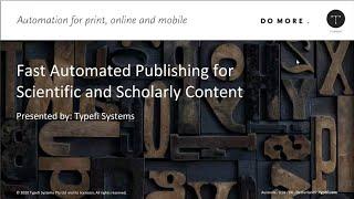 Typefi demo: Fast automated publishing for scientific and scholarly content!