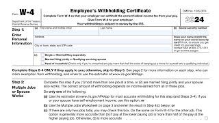 IRS Form W-4 walkthrough (Employee's Withholding Certificate)
