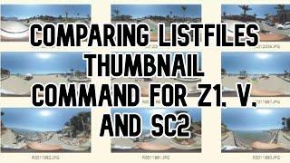 Comparing listFiles Thumbnail Command for RICOH THETA Z1, V and SC2