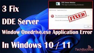 DDE Server Window Onedrive.exe Application Error in Windows 10 / 11 - How To Fix it 