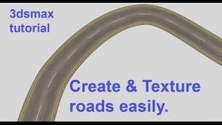 Create and texture curved roads in 3dsmax