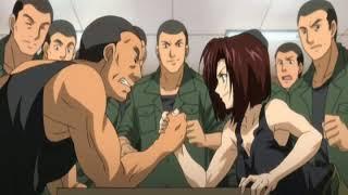 Natsumi easily beats a strong guy in armwrestling