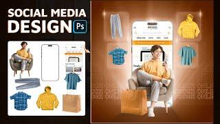 How To Make Advertising Poster Design | Shopping Online  Social Media Post | Photoshop Tutorial