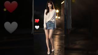 AI Lookbook Quickness Test #76 - Thailand Street White Sweater + Denim Miniskirt Female Model l Game