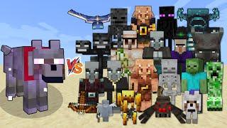 Enchanted Wolf vs All Mobs in Minecraft - Enchanted Wolf vs All Mobs