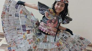 How to make newspaper lehenga & top/eco fashion/newspaper dress