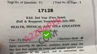 Mdu B Ed 2nd Year Health Physical Yoga Question Paper 2021