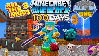 I Played 100 Days In MEGA Modded One Block Sky Block In Minecraft..... And Here's What Happened.....