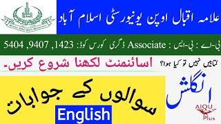 AIOU | BA BS AD English Assignment Answer | 1423 | 9407 | 5404 | Written assignment