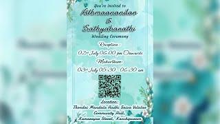 Athmaanandan & Sathiyabarathi  Wedding  On  03/7/2024 Wednesday  5:30 AM