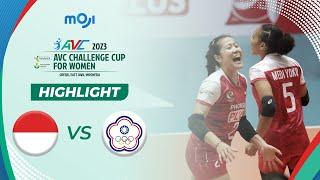 Highlight AVC Challenge Cup for Women 2023 - Indonesia vs Chinese Taipei 3 - 2 | Moji