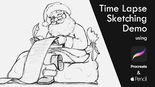 Procreate for iPad - Sketching Timelapse: Night Before Christmas Santa